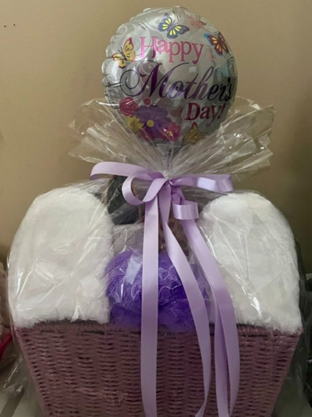 Cozy Chevron Throw Blanket Relaxation Gift Basket In Purple